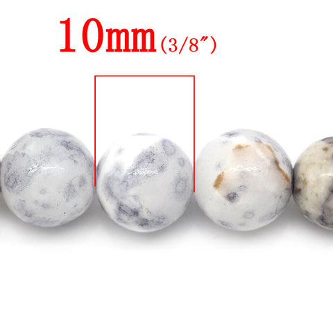 1 Strand Synthetic Gem Loose Beads Round White and Black 10mm - Sexy Sparkles Fashion Jewelry - 2