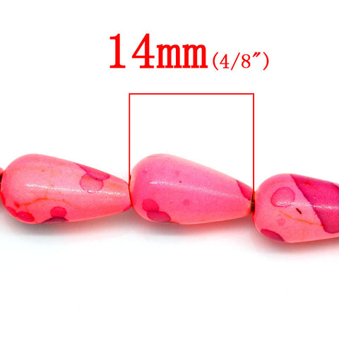 1 Strand Synthetic Agate Gemstone Loose Beads Teardrop Fuchsia 14mm - Sexy Sparkles Fashion Jewelry - 2