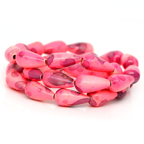 1 Strand Synthetic Agate Gemstone Loose Beads Teardrop Fuchsia 14mm - Sexy Sparkles Fashion Jewelry - 3