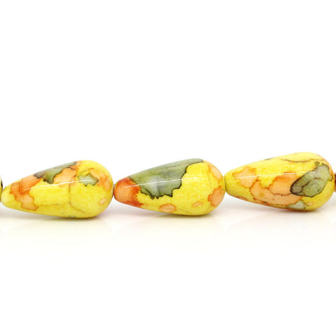 1 Strand Synthetic Agate Gemstone Loose Beads Teardrop Multicolor 14mm - Sexy Sparkles Fashion Jewelry - 1