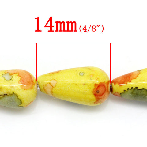 1 Strand Synthetic Agate Gemstone Loose Beads Teardrop Multicolor 14mm - Sexy Sparkles Fashion Jewelry - 2