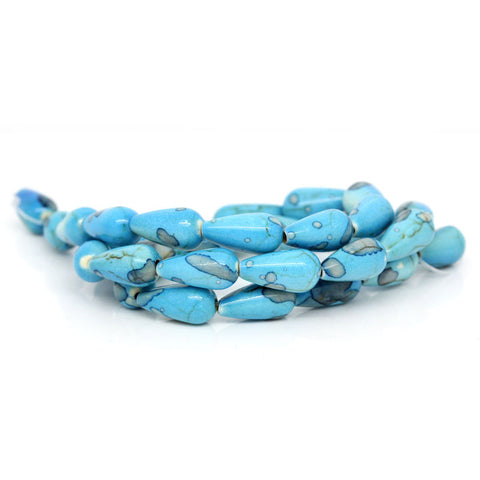 1 Strand Synthetic Agate Gemstone Loose Beads Teardrop Blue 14mm - Sexy Sparkles Fashion Jewelry - 3