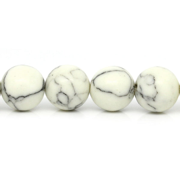 1 Strand Synthetic Malachite Gemstone Round Loose Beads White Crackle - Sexy Sparkles Fashion Jewelry - 1
