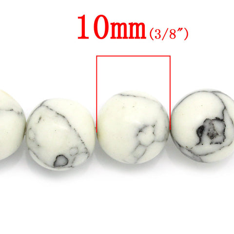 1 Strand Synthetic Malachite Gemstone Round Loose Beads White Crackle - Sexy Sparkles Fashion Jewelry - 2