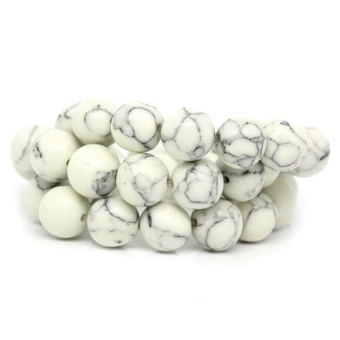 1 Strand Synthetic Malachite Gemstone Round Loose Beads White Crackle - Sexy Sparkles Fashion Jewelry - 3