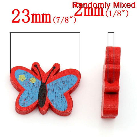 10pcs Wood Butterfly Spacer Beads Assorted Colors 23mm - Sexy Sparkles Fashion Jewelry - 2