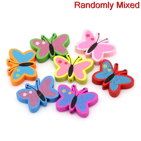 10pcs Wood Butterfly Spacer Beads Assorted Colors 23mm - Sexy Sparkles Fashion Jewelry - 3