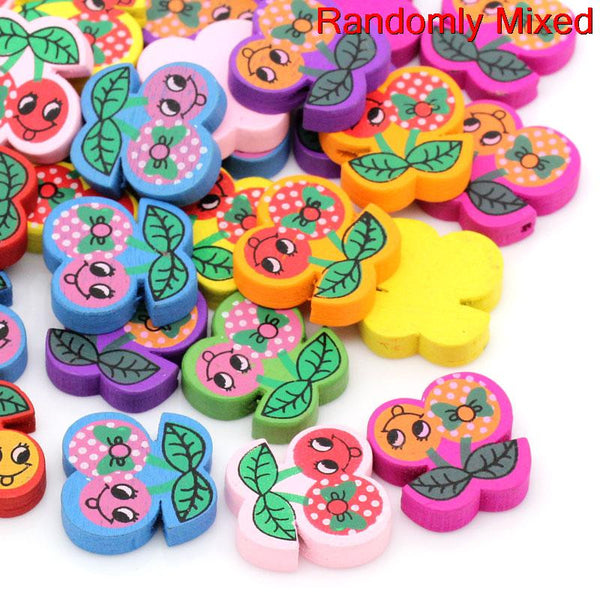 Sexy Sparkles 10 Pcs Wood Cherry Spacer Beads Assorted Colors 20mm
