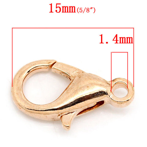10pcs Jewelry Lobster Clasps Rose Gold Tone 15mm X 9mm - Sexy Sparkles Fashion Jewelry - 3