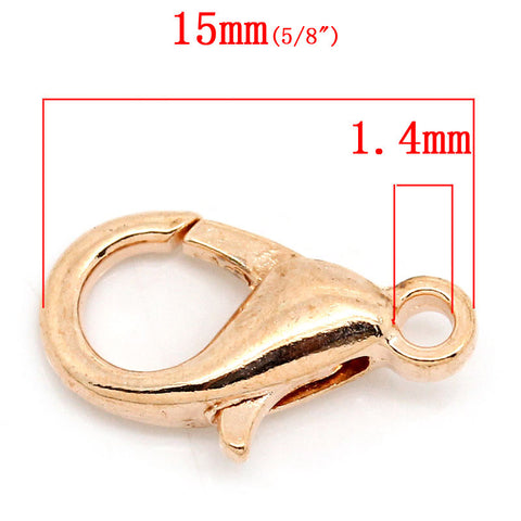 10pcs Jewelry Lobster Clasps Rose Gold Tone 15mm X 9mm - Sexy Sparkles Fashion Jewelry - 3