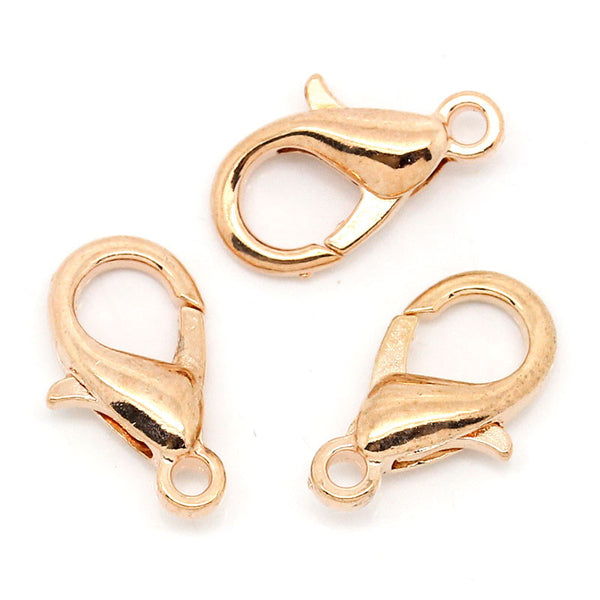 Sexy Sparkles 10pcs Jewelry Lobster Clasps Rose Gold Tone 15mm X 9mm