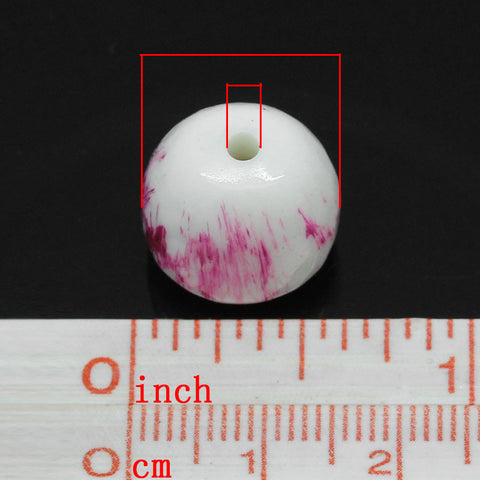 10 Pcs Acrylic Spacer Bead White Purple Pattern - Sexy Sparkles Fashion Jewelry - 1