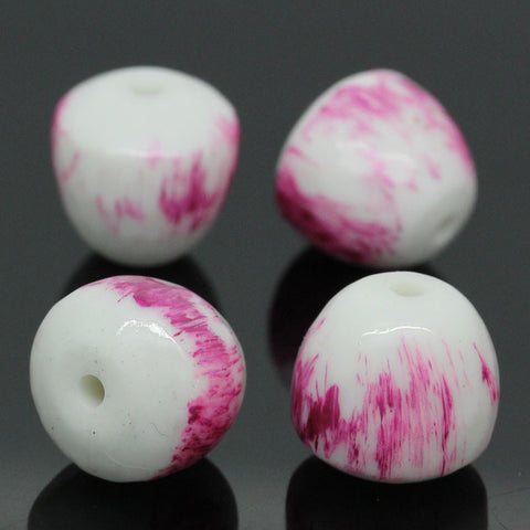 10 Pcs Acrylic Spacer Bead White Purple Pattern - Sexy Sparkles Fashion Jewelry - 2