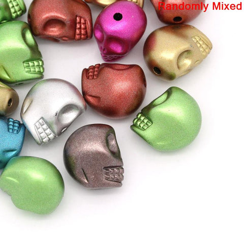 10 Pcs Acrylic Spacer Beads Halloween Skull Assorted Colors - Sexy Sparkles Fashion Jewelry - 1