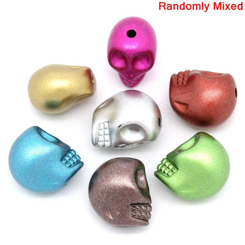 10 Pcs Acrylic Spacer Beads Halloween Skull Assorted Colors - Sexy Sparkles Fashion Jewelry - 3