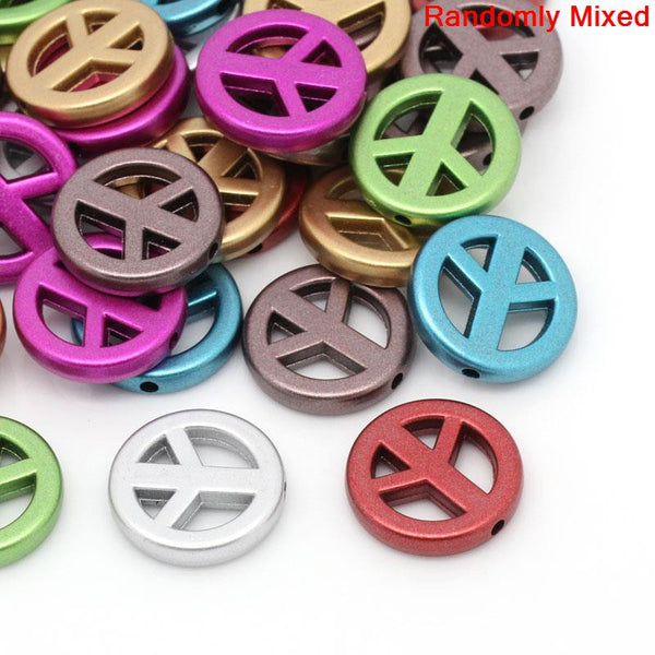 Sexy Sparkles 10 Pcs Acrylic Spacer Beads Peace Symbol Assorted Colors 19mm
