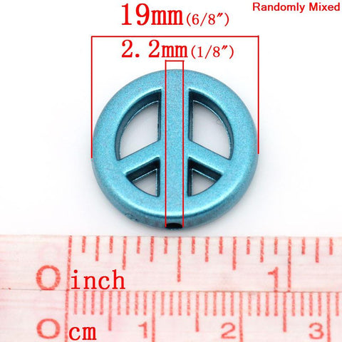10 Pcs Acrylic Spacer Beads Peace Symbol Assorted Colors 19mm - Sexy Sparkles Fashion Jewelry - 2