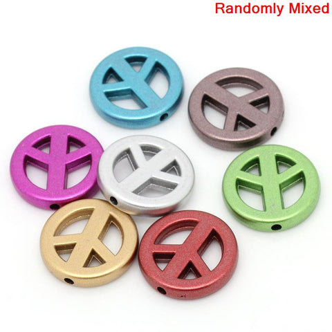 10 Pcs Acrylic Spacer Beads Peace Symbol Assorted Colors 19mm - Sexy Sparkles Fashion Jewelry - 3