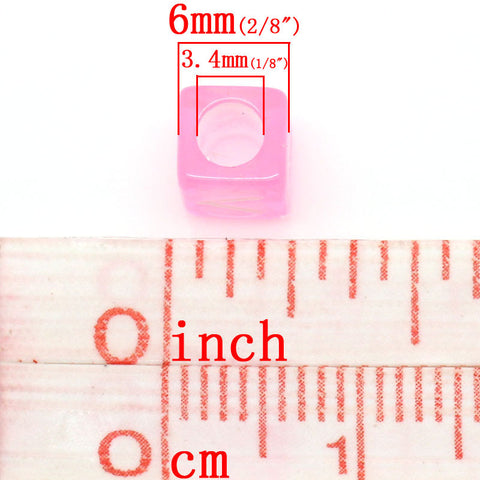 1000 Pcs Letter Alphaber Spacer Beads Assorted Letters Acrylic Pink Cube 6mm - Sexy Sparkles Fashion Jewelry - 2
