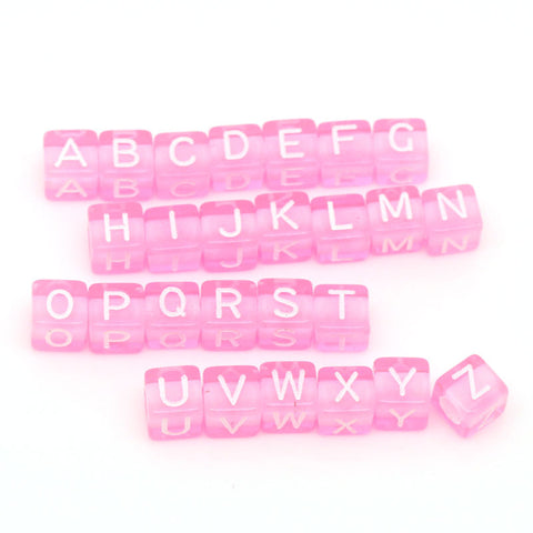 1000 Pcs Letter Alphaber Spacer Beads Assorted Letters Acrylic Pink Cube 6mm - Sexy Sparkles Fashion Jewelry - 3