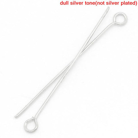 100 Pcs Open Eye Pins Findings Silver Tone 3.8cm 21 Gauge - Sexy Sparkles Fashion Jewelry - 1