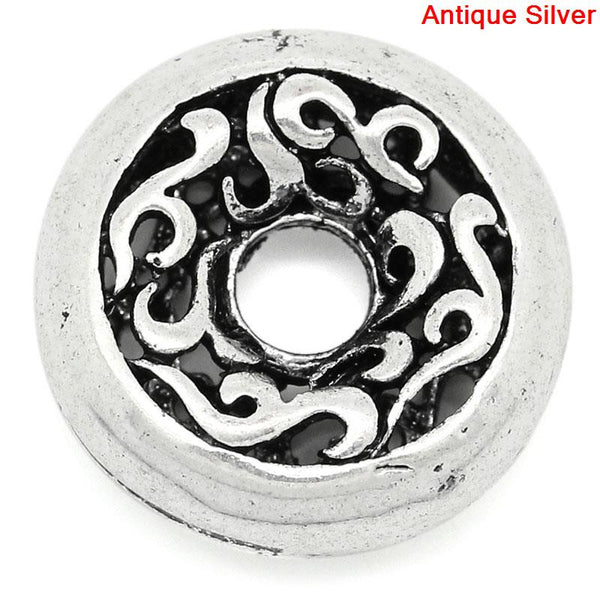 10 Pcs Round Spacer Beads Antique Silver Vine Pattern Carved 17mm - Sexy Sparkles Fashion Jewelry - 1
