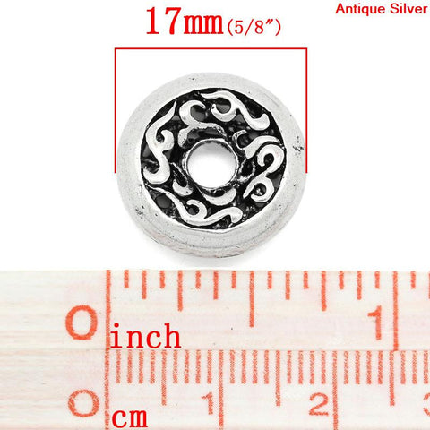 10 Pcs Round Spacer Beads Antique Silver Vine Pattern Carved 17mm - Sexy Sparkles Fashion Jewelry - 2