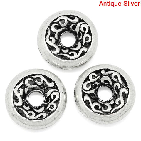 10 Pcs Round Spacer Beads Antique Silver Vine Pattern Carved 17mm - Sexy Sparkles Fashion Jewelry - 3