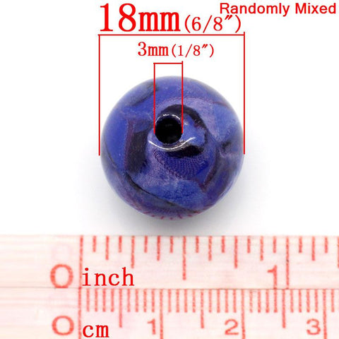 15 Pcs Acrylic Spacer Beads Round Mixed Pattern and Assorted Colors - Sexy Sparkles Fashion Jewelry - 2