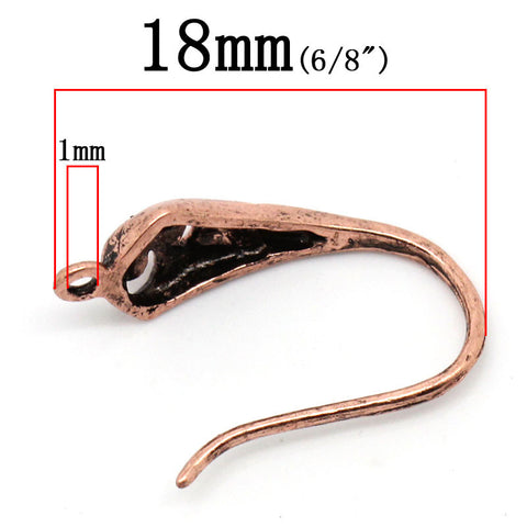 4 Pcs Earring Hooks w/ Loops Antique Copper Hollow Pattern 18mm - Sexy Sparkles Fashion Jewelry - 2