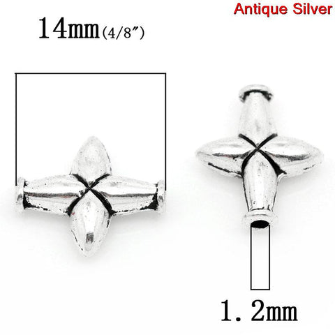10 Pcs Cross Charm Spacer Beads Antique Silver 14mm - Sexy Sparkles Fashion Jewelry - 2