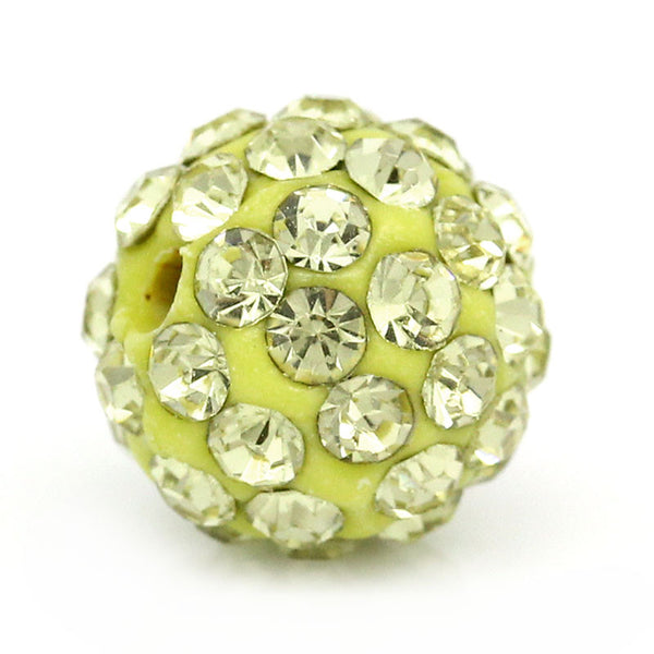 Sexy Sparkles 5 Pcs Champgne Polymer Clay Ball Beads Pave Champagne Rhinestone 10mm