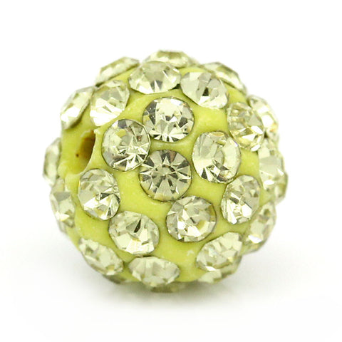 5 Pcs Champgne Polymer Clay Ball Beads Pave Champagne Rhinestone 10mm - Sexy Sparkles Fashion Jewelry - 1