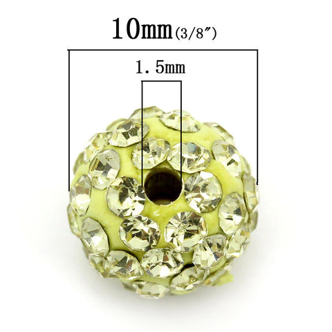 5 Pcs Champgne Polymer Clay Ball Beads Pave Champagne Rhinestone 10mm - Sexy Sparkles Fashion Jewelry - 3