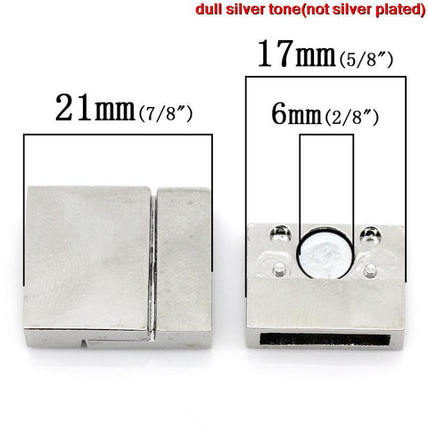 Set of 2 Copper Magnetic Clasp Findings Rectangle Silver Tone 21mm - Sexy Sparkles Fashion Jewelry - 3