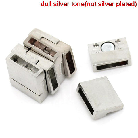 Set of 2 Copper Magnetic Clasp Findings Rectangle Silver Tone 21mm - Sexy Sparkles Fashion Jewelry - 2