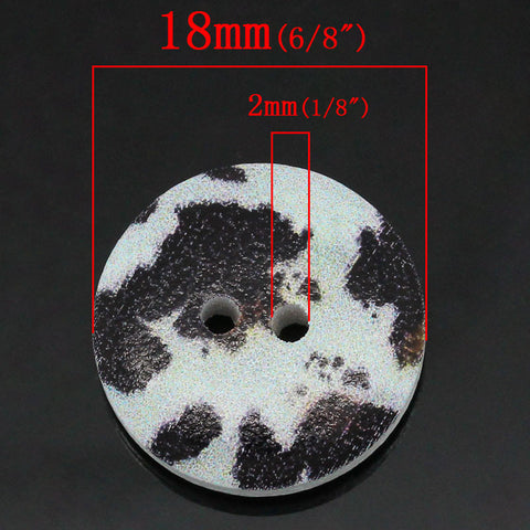 10 Pcs Round Wood Buttons White with Black Spots 18mm - Sexy Sparkles Fashion Jewelry - 2