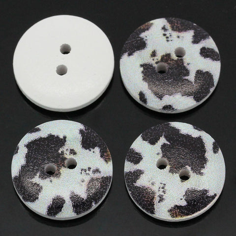10 Pcs Round Wood Buttons White with Black Spots 18mm - Sexy Sparkles Fashion Jewelry - 3