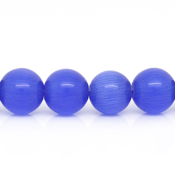 Sexy Sparkles 1 Strand Synthetic Cat's Eye Glass Round Loose Beads Dark Blue