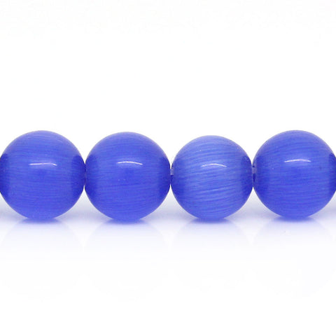 1 Strand Synthetic Cat's Eye Glass Round Loose Beads Dark Blue - Sexy Sparkles Fashion Jewelry - 1