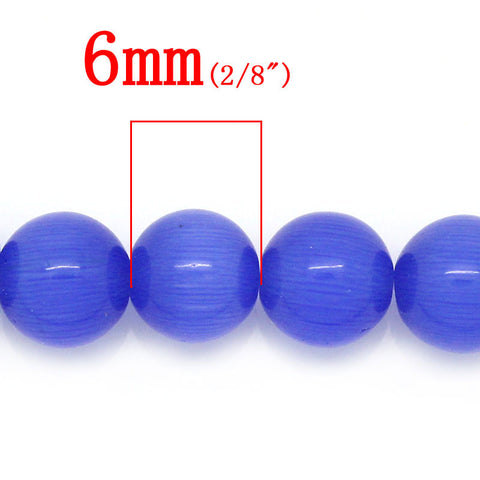 1 Strand Synthetic Cat's Eye Glass Round Loose Beads Dark Blue - Sexy Sparkles Fashion Jewelry - 2
