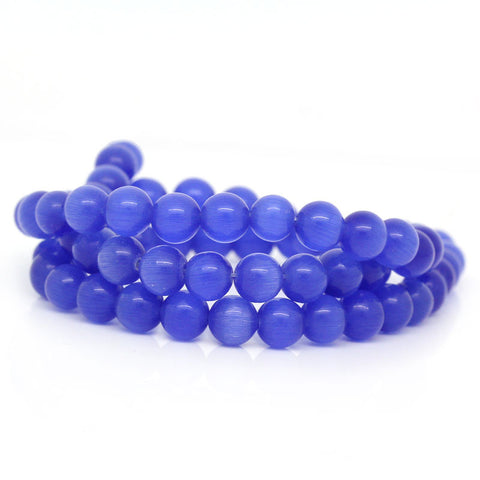 1 Strand Synthetic Cat's Eye Glass Round Loose Beads Dark Blue - Sexy Sparkles Fashion Jewelry - 3