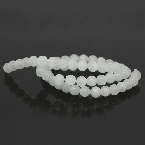 1 Strand Synthetic Cat's Eye Glass Round Loose Beads White - Sexy Sparkles Fashion Jewelry - 3