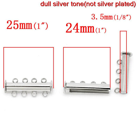 Set of 2 Copper Magnetic Slide Clasps Silver Tone 4 Row - Sexy Sparkles Fashion Jewelry - 3