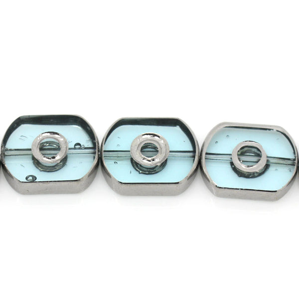 Sexy Sparkles 1 Strand Rectangle Glass Loose Beads Light Blue Loop Pattern 16mm