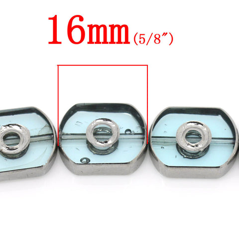 1 Strand Rectangle Glass Loose Beads Light Blue Loop Pattern 16mm - Sexy Sparkles Fashion Jewelry - 2