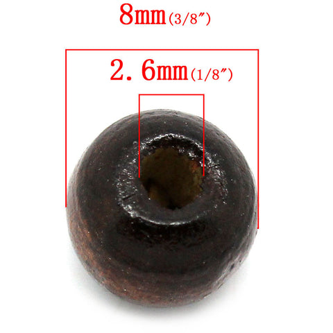 20 Pcs Wood Drum Spacer Beads Dark Brown 8mm - Sexy Sparkles Fashion Jewelry - 2