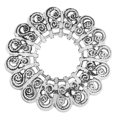 2 Pcs Flower Spacer Beads Frame Antique Silver Vine Design Carved 29mm - Sexy Sparkles Fashion Jewelry - 1