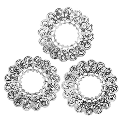 2 Pcs Flower Spacer Beads Frame Antique Silver Vine Design Carved 29mm - Sexy Sparkles Fashion Jewelry - 3