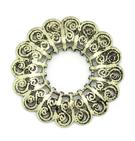 2 Pcs Flower Spacer Beads Frame Antique Bronze Vine Design Carved 29mm - Sexy Sparkles Fashion Jewelry - 1